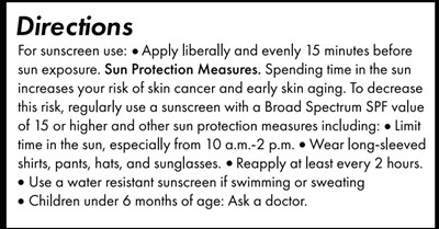 Directions (Nul Sunscreen Label 4 Directions)